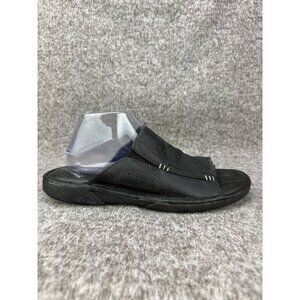 ✅Mens 10M Kenneth Cole Reaction Black Leather Sandals Play A Tune Comfort Slides